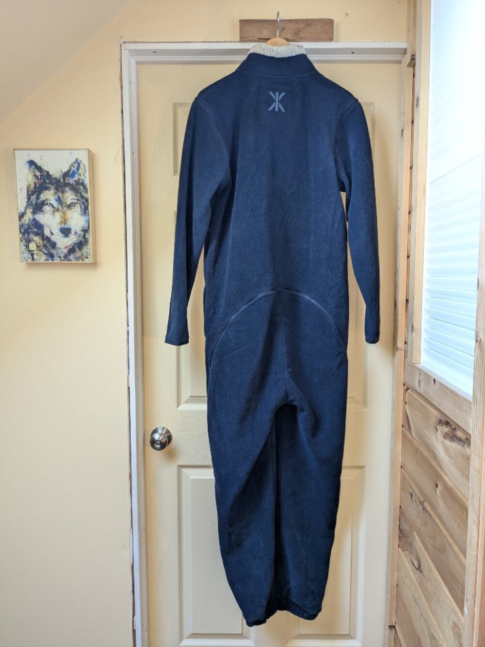 Onepiece Norway Navy Blue Fleece Jumpsuit Medium Sherpa Collar Mens Lounge Zip - Picture 7 of 16